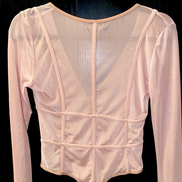 Dusty Pink Mesh Bodysuit - Picture 2 of 2